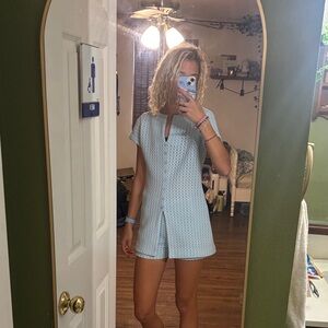 Light Blue Patterned Romper